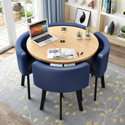SHAIRMB Rund/Quadratisch Esstisch-Set Mit StüHlen, Moderner Konferenztisch Und 4 StüHle-Set, Empfangstisch Und Stuhlkombination, KüChentisch-Set Aus Holz FüR Esszimmer,06,80cm