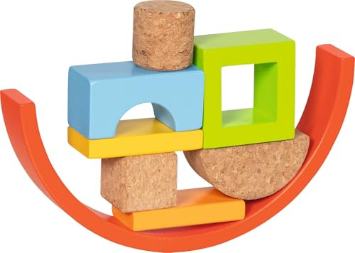 goki 58353 - Bausteinkasten Kunterbunt aus Holz und Kork, Lernspielzeug für Formen, Farben & Motorik, fördert Kreativität & Geschicklichkeit, 41er Set, ab 3 Jahre