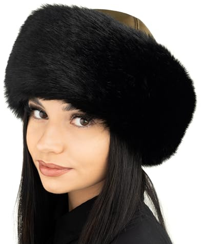 Futrzane Siberian Mütze mit Fellrand - Fellmütze Damen - Pelz und Leder Hut