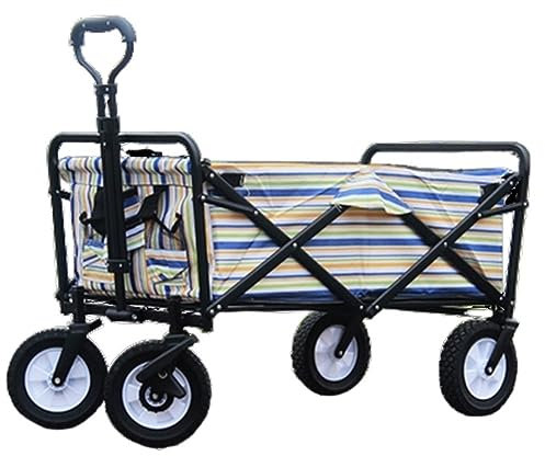Faltbar Handwagen Bollerwagen Transportwagen Klappbarer Gartenwagen, Einkaufswagen, Einkaufswagen Für Outdoor, Camping, Angeln, Zugwagen Mit 4 Rädern Faltbollerwagen Faltwagen Strandwagen(D)