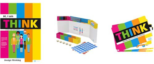 PLAYROOM THINK FLIP Starter Set 3-teilig – DIY Design Thinking Starter Kit auf Deutsch mit Papierblock, GECKO Workshop Set & Moderationskarten – englischsprachig