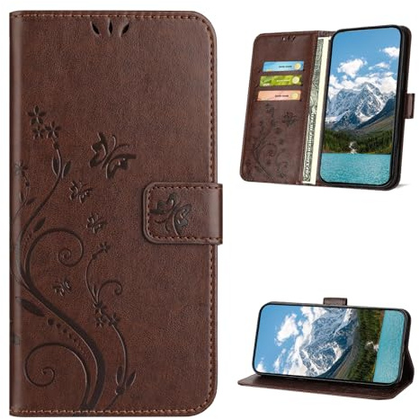 XINQCASE Handyhülle für iPhone 11 Pro Hülle, PU Leder Prägung Klapphülle Mit Kartenfach, Flip Case Schutzhülle für iPhone 11 Pro, Braun