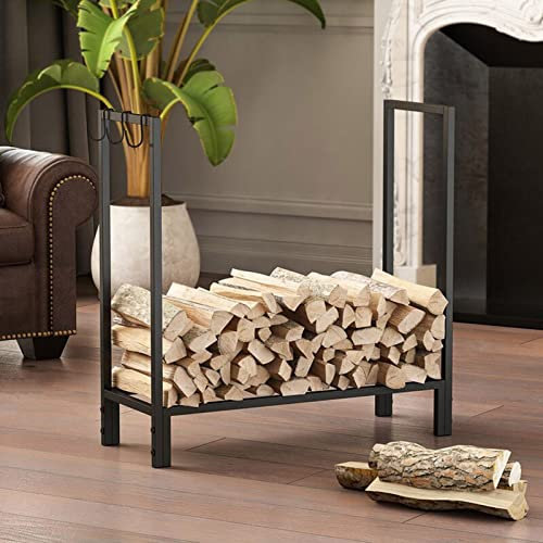 Robustes Kaminholzregal für den Außenbereich, für Kamin, Terrasse, Metall-Holzstaplerhalter mit Holzregal für Garten und Balkon