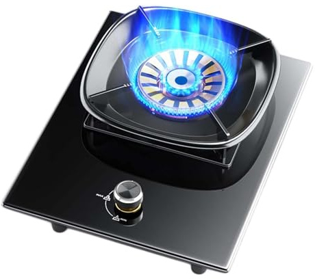 Stufa A Gas, Fornello A Gas Per Interni, Piano Cottura A Gas Portatile Nero 1 Bruciatore, Cucina Da Banco Indipendente 5,2 KW Gas, Con Protezione Antispegnimento, Per Catering Domestico Campeggio(LPG)
