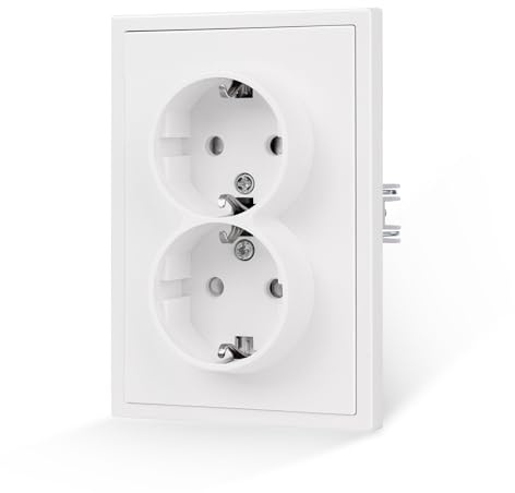 JIMEIDA Presa elettrica bianca liscia sulla pelle da incasso con morsetto a incastro, presa Schuko da 16 Amp (non può essere installata verticalmente)