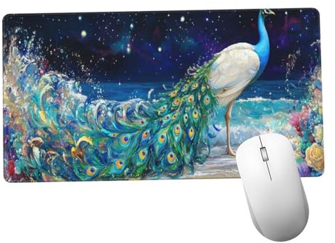Azul Alfombrilla Ratón 600x300x3mm Alfombrilla Raton XXL con Base de Goma Antideslizante, Accesorios Gaming Pavo Real, Ordenador Gamer Regalos, Mouse Pad Gaming Mejora La Precisión Y La Velocida Y520