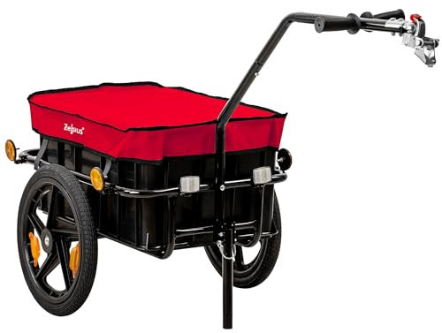 Zelsius Fahrradanhänger Transport | 68 Liter | Transportwagen, Fahrradwagen, Handwagen | Anhänger für Fahrrad, Lastenanhänger mit Kunststoffwanne | Transportanhänger, Transportbox