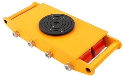 Patín de Transporte de Maquinaria Industrial 12T con Tapa Giratoria de 360°, Amarillo, 28x19x9cm