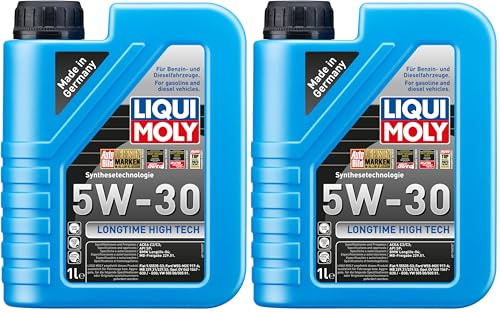 LIQUI MOLY Longtime High Tech 5W-30 | 1 L | Synthesetechnologie Motoröl | Art.-Nr.: 1136, farblos (Packung mit 2)