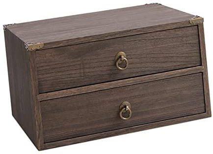 Schreibtisch-Aufbewahrungsbox aus Holz mit Schubladen, Massivholz, Aktenordner für Bürobedarf, kleines Schreibtischzubehör, elegante Aufbewahrungslösung für Schlafzimmer und Büro