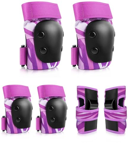 YooxArmor Protezioni Bambini Pattini in Linea per 3-8 Anni,6 in 1 Attrezzatura Protettiva Protezione Bambini Ginocchiere, Gomitiere Protezioni Set per Scooter Monopattino Bicicletta Pattini in Linea