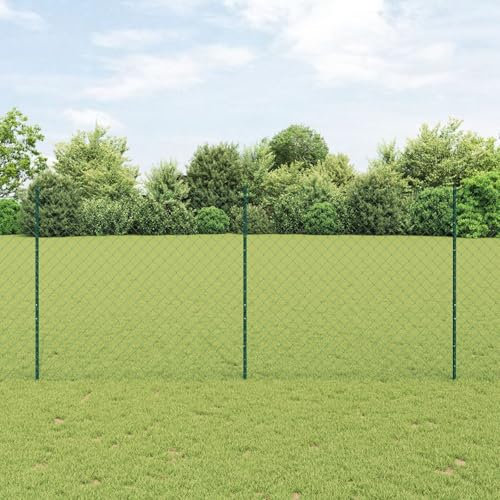 LAPOOH Chain Link Fence with 22 U Posts Green 1.4x25 m Steel,Decorative Fence,Chain Link Fence,Fencing for Patio Outdoor Yard,Fence Panel-3336254