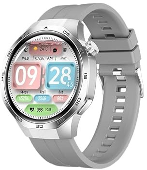JINSHANGZI Reloj inteligente 5 MAX 2025 con pantalla AMOLED HD, NFC, GPS, rastreador, Bluetooth, impermeable, para deportes, salud, hombres y mujeres (plateado)