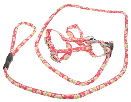 HEMOTON Katzengeschirr und Leine Set Ausbruchsicheres Verstellbares Geschirr für Katzen und Kleine Hunde Ergonomisches Design für im Freien Rosa Kirsche S