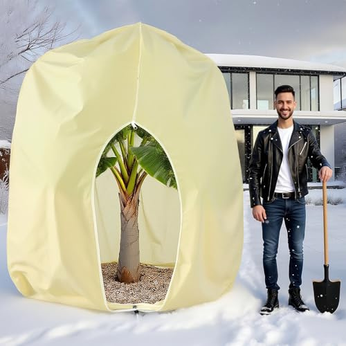 Pflanzenschutz Winter 200 x 240cm, Wiederverwendbar Winterschutz Pflanzen | Atmungsaktiv, 80g/m² Frostschutz Pflanzenabdeckungen mit Reißverschluss und Kordelzug für Kübelpflanzen Olivenbaum Palmen