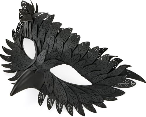 Wvu & Wvo Élégant masque d'oiseau demi-visage pour carnaval, design plumes, masques en plastique avec faux becs en plumes pour les fêtes de carnaval, les fêtes costumées et les spectacles