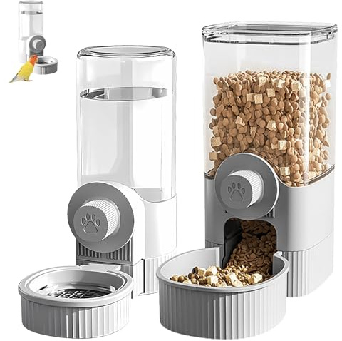 2 Pcs No Mess Bird Feeder Water Dispenser Set, Bird Cage Feeder Parrot Automatic Parakeet Food Container Detachable Accessories for Animals