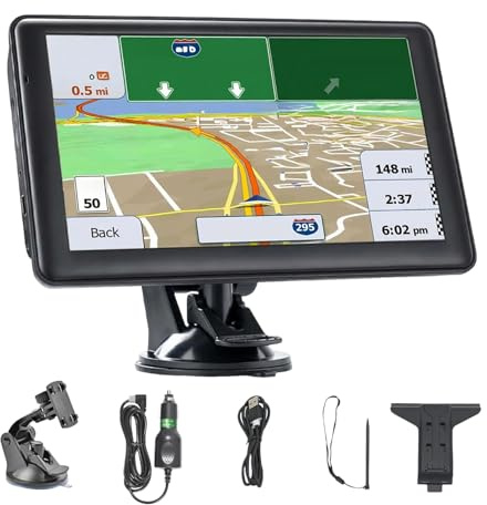 GPS Voiture | Système GPS Voiture 18 cm - Appareil Portable avec Écran Tactile et Cartes Intelligentes pour Longs Trajets, Camping-Cars, Camions, Femmes et Hommes