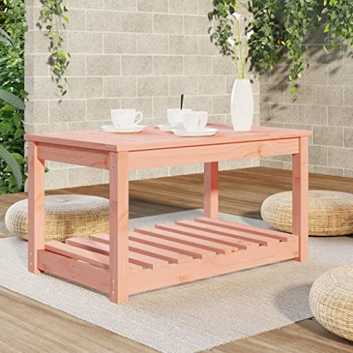 HaoChrymec Gartentisch mit Massivholz Douglasie, Stabile Tischplatte, Praktischer Stauraum, Ideal für Garten und Terrasse, Balkon Tisch, Beistelltisch Outdoor, Loungetisch Garten, 82,5 x 50,5 x 45 cm
