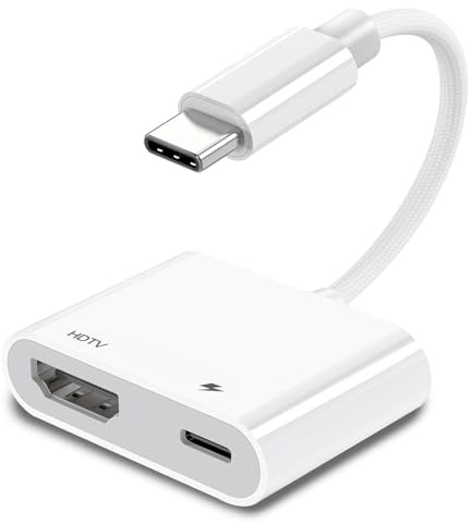 USB-C auf HDTV Adapter, kompatibel mit iPhone 15/16/17, MacBook Pro/Air & iPad Pro (2018–2024), unterstützt TV/Monitor/Projektor, 4K@60Hz, Plug & Play [Apple MFI Zertifiziert]