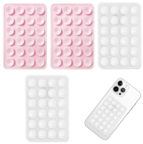 GNALIA Ventosa Per Cellulare, 4 Pezzi Standard (2 Bianco + 2 Rosa Chiaro), In Silicone, Per Selfie Video E Ricarica