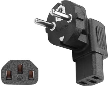MejaRizon Schuko Stecker Stromadapter, 90° Europäischer CEE 7/7 Stecker für Laptop und Kabelgeräte, C13 C5 Kaltgerätestecker Schutzkontakt für Laptop oder Kabel Geräte PS3 PS4 PRO (CEE7 auf C13)