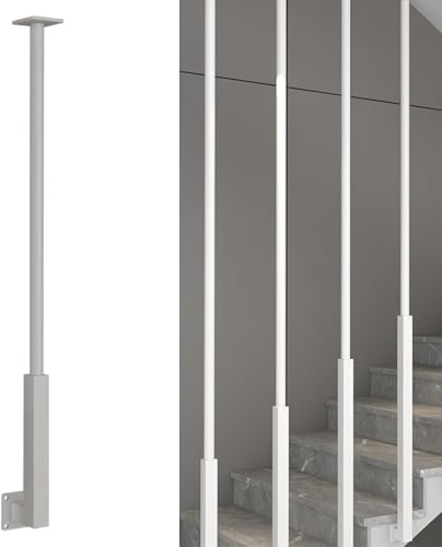 Balaustre De Escalera Rectangular, Pasamanos For Colgar En El Techo, Ángulo Ajustable, For Barandilla De Escaleras De Caracol For Interiores, Fácil Instalación(White L-Type,95cm/37.4in/3.1ft)