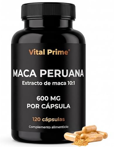 VITAL PRIME Maca Peruana 600mg por Cápsula 120 Cápsulas para Hombres y Mujeres | Maca Andina Aporta Energía, Vitalidad y Rendimiento Físico | Cápsulas de Maca Suministro para 4 Meses