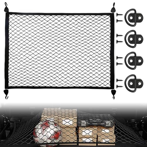 GZYYANG Red de equipaje para coche, 100 x 80 cm, red para maletero, con 4 ganchos, red de almacenamiento para maletero, techo de coche, la mayoría de los coches