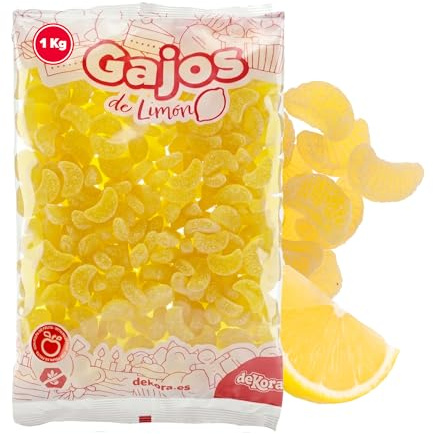 dekora - Spicchi di jelly gusto limone 1 kg, decorazioni torta commestibili per torte, cupcake e dolci, caramelle decorative per compleanni e candy bar