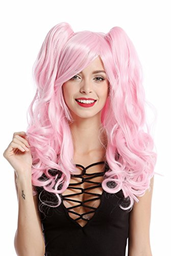 WIG ME UP - YZF-4379-TF2317 Perücke Damenperücke Cosplay 2 abnehmbare Zöpfe lang wellig Gothic Lolita helles Rosa Pink