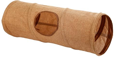 Kerbl Pet Nagertunnel, Spieltunnel, Nagerspielzeug, braun, 50cm, Ø18cm, Leinen, Nager, platzsparend, 3 Eingänge