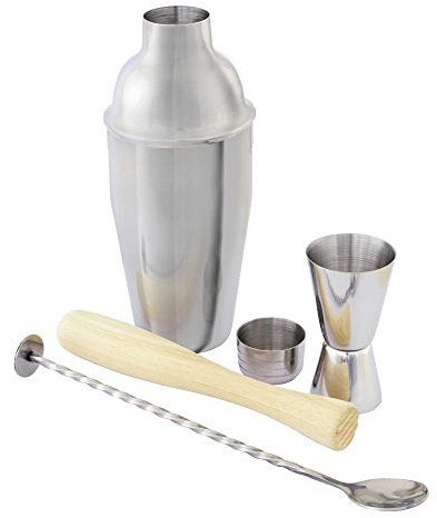 Point-Virgule Cocktailset mit Cocktailshaker, Barlöffel, Jigger und Cocktailstößel 4-teiliges Cocktailshaker-Set aus Edelstahl,