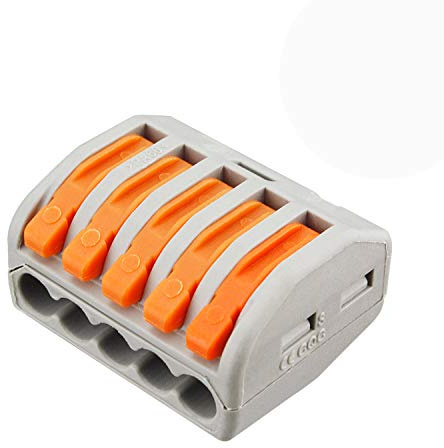 100 Pcs Lever Connectors Nuts 5 Conductor Combination Compact Wire Connectors Fast Connection Terminal 28-12 AWG Suitable for Multiple Types