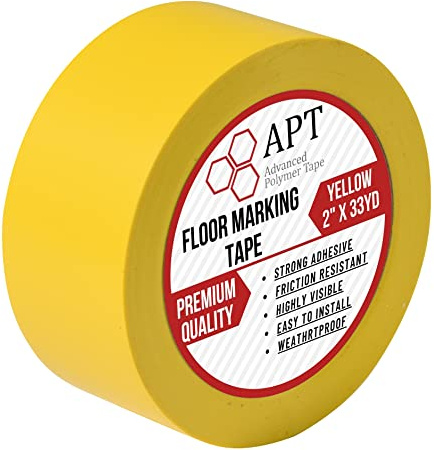 APT, PVC Marking Tape, Premium Vinyl Safety Marking and Dance Floor Splicing Tape, 6 mil Thick,51mmx30M, Mulit-Color (Yellow, 1 Roll)