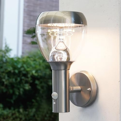 NBHANYUAN LED Außenleuchte mit Bewegungsmelder,4 Lichtmodi,Silber 230V