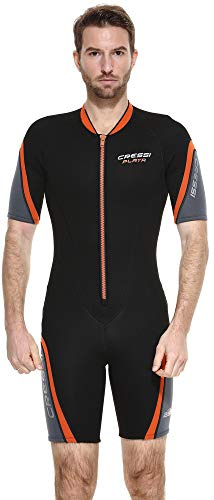 Cressi Playa Man Wetsuit 2.5 mm, Muta Shorty in Neoprene High Stretch Uomo, Nero/Arancio, M/3