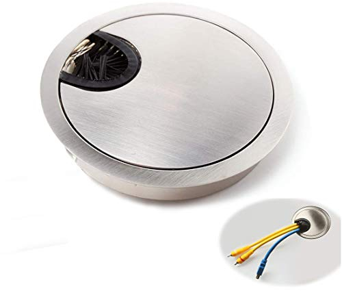 MXD 60mm Desk Table Grommet Cable Tidies Desk Caps Surface Port Hole Covers (Brushed Chrome)