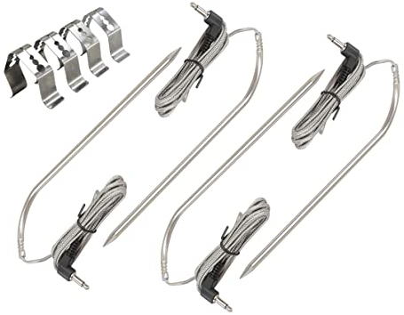 WAITCOOK BBQ-Fleischsonde mit Clips, Ersatz für Masterbuilt Gravity Series BBQ Grill und Smoker (4Fleischsonde + 4Clip)