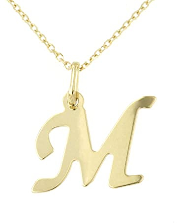 Lucchetta Schmuck Goldkette Damen 375 Echtgold Buchstabe Anhänger | 9 Karat Gelbgold, Initialen A-Z, 45 cm, für Damen