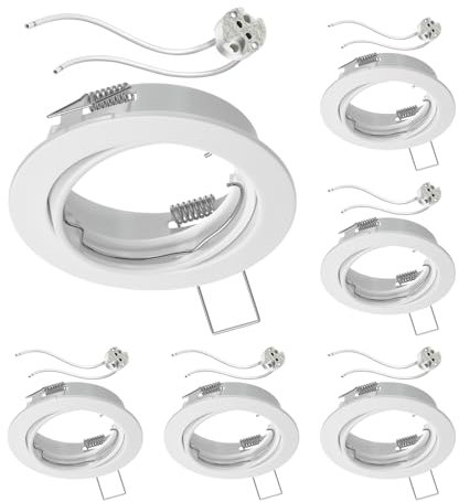 ledscom.de 6 cadres d'encastrement au plafond FERE Cadre d'encastrement blanc mat pivotant (LED/Halogène/MR16/50mm) incl. douille GU5.3