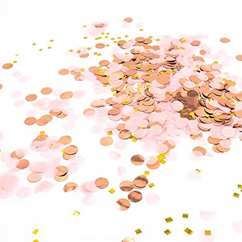 VILSTO Konfetti Rosegold mit Goldflocke, Streudeko Hochzeit, Tischdeko Geburtstag Hochzeit, Konfetti für Luftballons, Partydekorationen, Rosa Deko, Rosegold Deko, Zimmer Deko Aesthetic, Ca.50 Gr