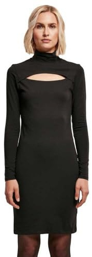 Urban Classics Abito Da Donna In Jersey Elasticizzato Con Scollo A V, Vestito Donna, Nero, XS