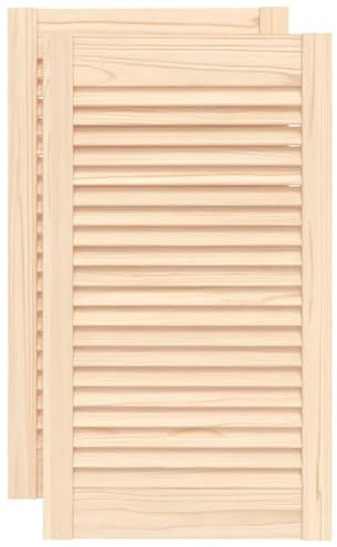 vidaXL 2X Madera Maciza de Pino Puertas Tipo Persiana con Celosía Rejilla Armario Tablillas Guardarropa Separador Decoración 69x39,4cm