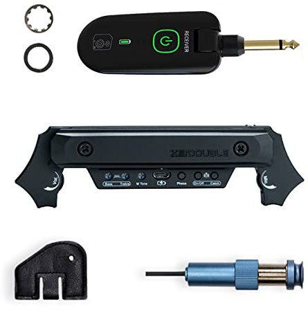 Wireless & Wired Acoustic Guitar Pickup System,Wireless Soundhole Pickup with Receiver Microphone 30M Transmission for 80-120mm Sound-hole Acoustic Guitar Pickup (Black)