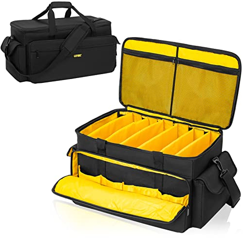 LEFOR·Z DJ Tasche,Große Kabel Organizer Tasche mit Abnehmbarem Gepolstertem Boden und Trennwänden,DJ Kabeltasche für DJ-Equipment,Musikinstrumente und Zubehör