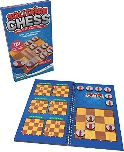 ThinkFun Solitaire Chess Magnetic Travel Puzzle - Engaging Logic Game & STEM Toy for Kids & Adults | Enhances Problem-Solving & Strategic Thinking | Ideal for Age 8 and Up | Travel-Friendly Design