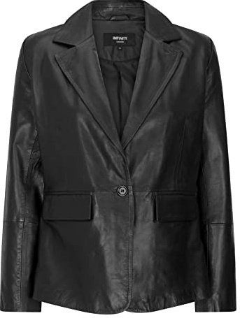 Veste Blazer en Cuir véritable pour Femme Coupe Courte 1 Bouton en Marron ou Noir Style Classique rétro