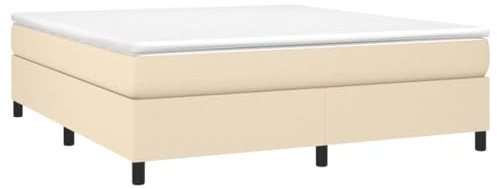 vidaXL Boxspringram, krämfärgat tyg, 180 x 200 cm – säng sovmöbler, sängbotten, spjälsäng, sängram, dubbelsäng, resår, sängar, spjälsängar