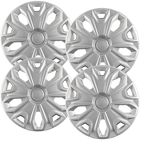 Premium Quality 16 inch Silver Hubcaps fits 2015 2016 2017 2018 2019 2020 2021 2022 2023 Ford Transit Van, Heavy Duty Solid Clip Construction (Set of 4) (7068AMS-4)